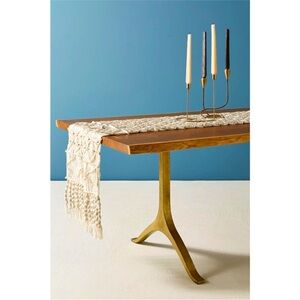Anthropologie Selena Table Runner Gold Cream Macrame 16" x 90" New